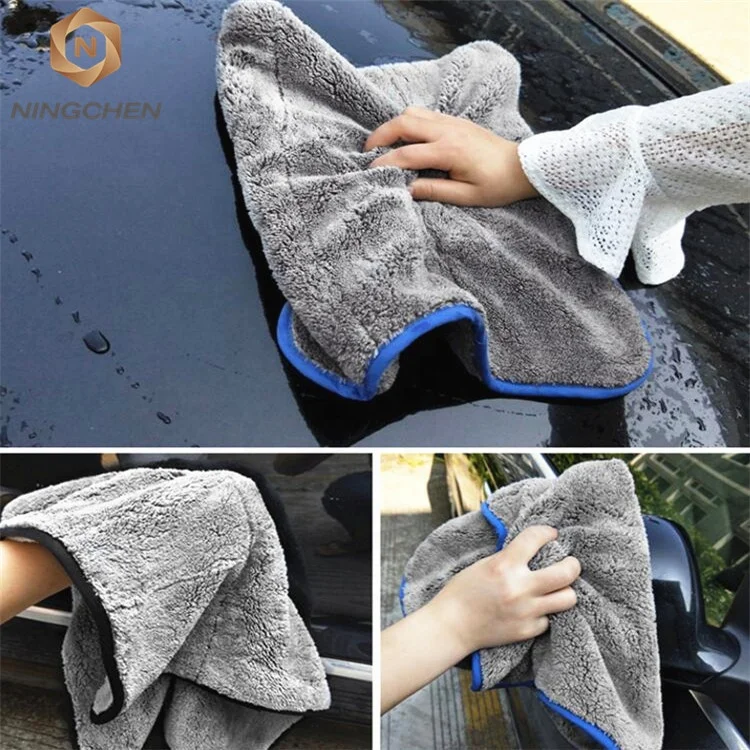 Coral fleece 1200gsm car towel / 1200gsm plush car buffing polishing /1400 gsm microfiber car drying towel