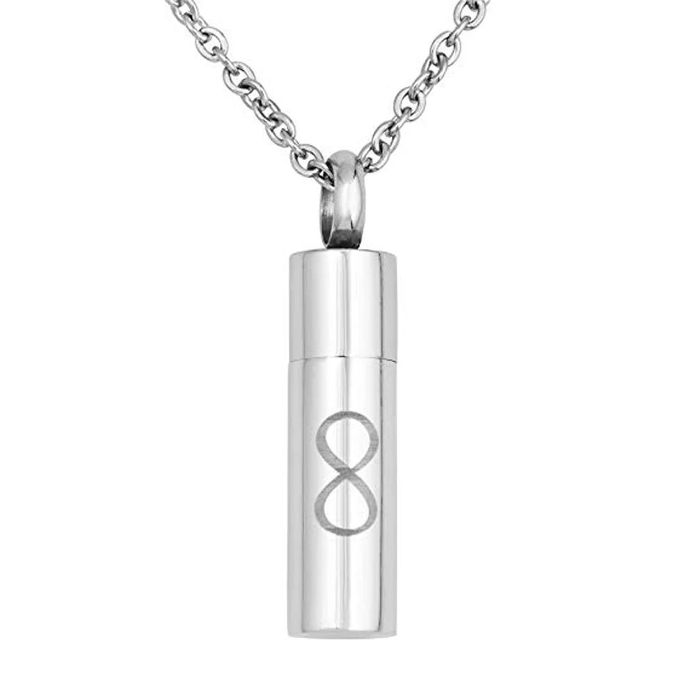 Urn Necklace for Ashes Cylinder Infinity 8  Necklace Memorial Keepsake Stainless Steel Cremation Pendant for men /women