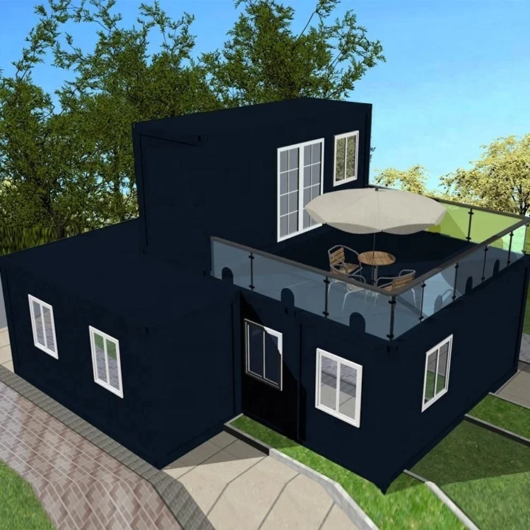Factory Direct price easy install Steel structure prefabricated house with a balcony