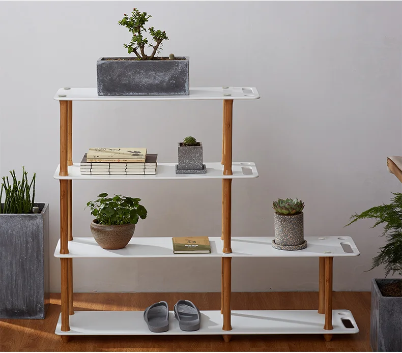 four tiers bamboo shelves bamboo racks