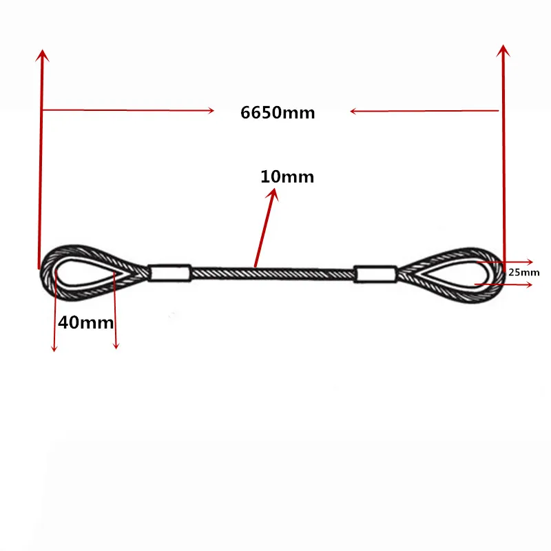 Заводская поставка, 6x36 + IWRC 46 мм, горячеоцинкованный стальной трос, строп, собранный с алюминиевыми наконечниками