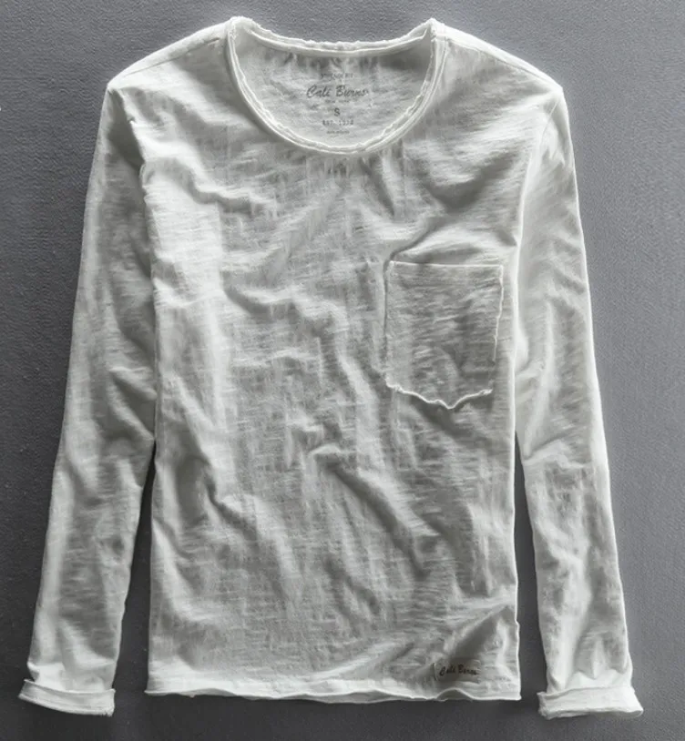 
New model China wholesales High Quality hemp men long sleeve t shirt 