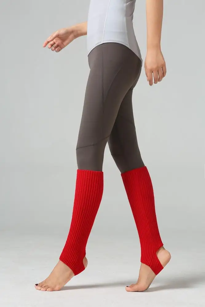 Women Knee High Knit Yoga Leg Warmers Long Flip Flop Footless Socks Ballet Dance Foot Warmer Knit Socks for Dance Yoga Ballet