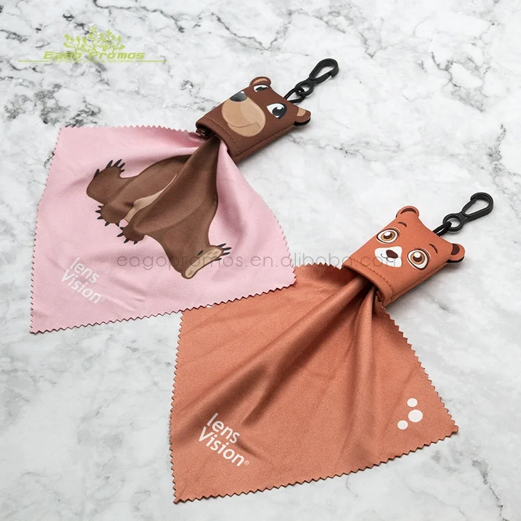 2024 2025 High quality Cheap Price Microfiber lens keychain cleaning cloth with neoprene pouch,for screen/lens/glass cleani