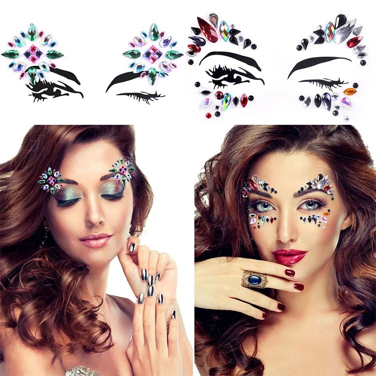 Fashion face gems rhinestones makeup eyes body crystals glitter festival sticker for party