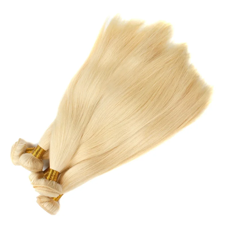 Platinum 613 blonde human hair weave extension braiding golden blonde hair extensions