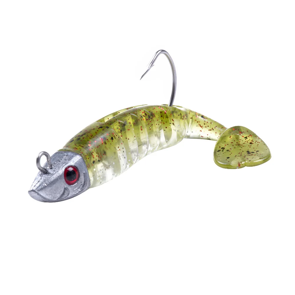 Plastic Swimbait Artificial Bait Saltwater Black Bass Minnow 9cm15g Soft Lure With Jig Head