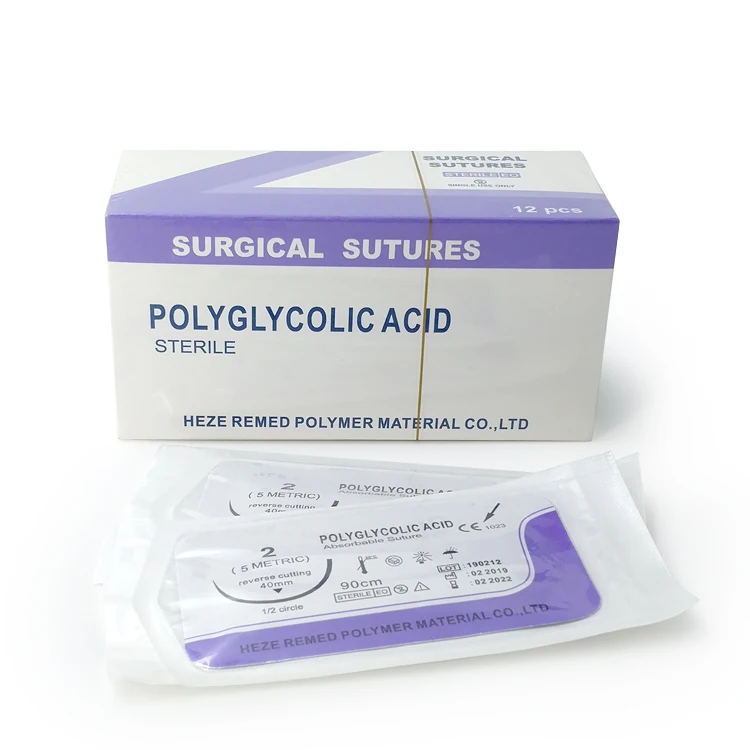 Surgical sterilized absorbent PGA polyglycolic acid sutures