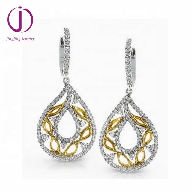 wholesale18k gold jewelry sterling silver 925 micro pave cz hollow out earring