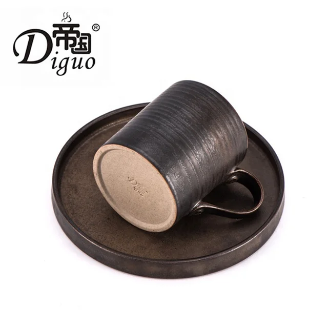  Кофейная чашка с блюдцем из черной глины Diguo 200
