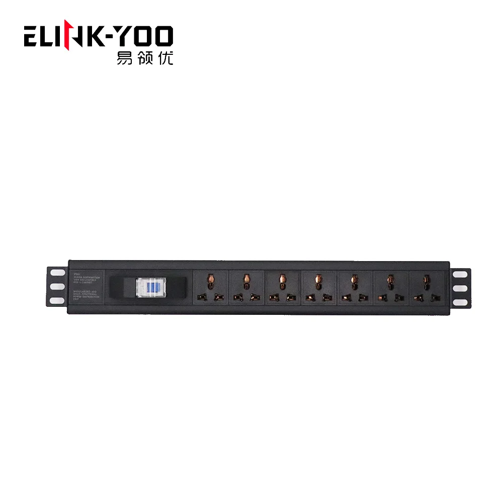 19inch 1.5U 7 way universal electric standard socket rackmount industrial pdu socket Power distribution unit