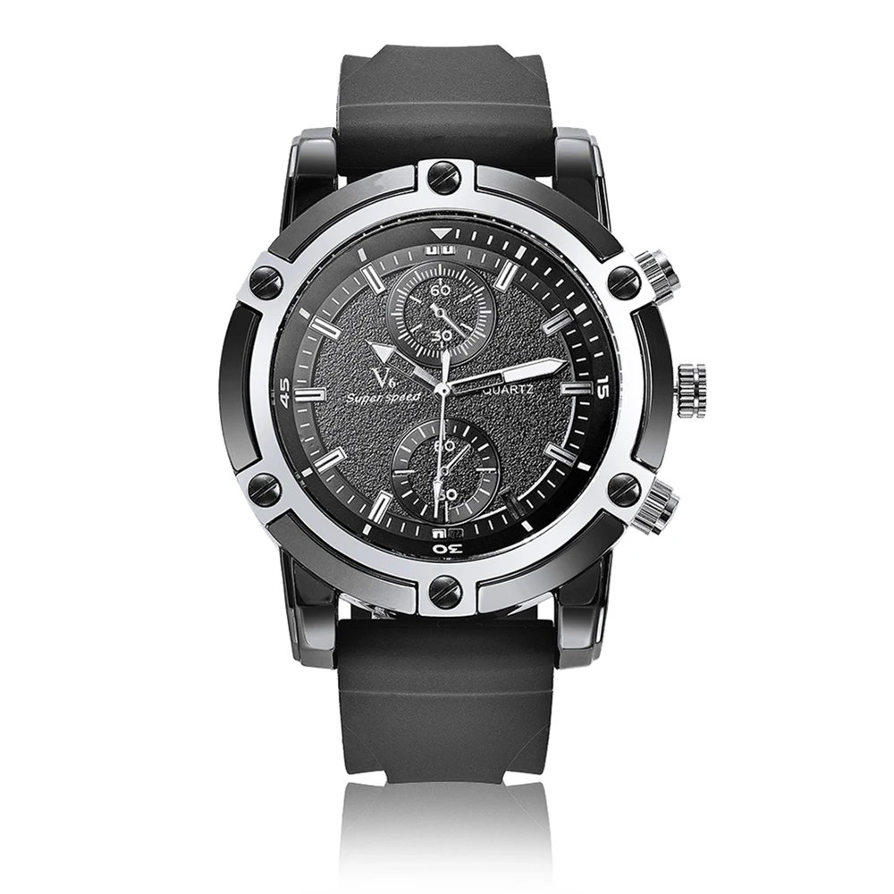 V6 V0289 Fashion Design Chinese Men Wristwatches Quartz Rubber 2 Dials Japan Cheap Hand Watch Rejoes