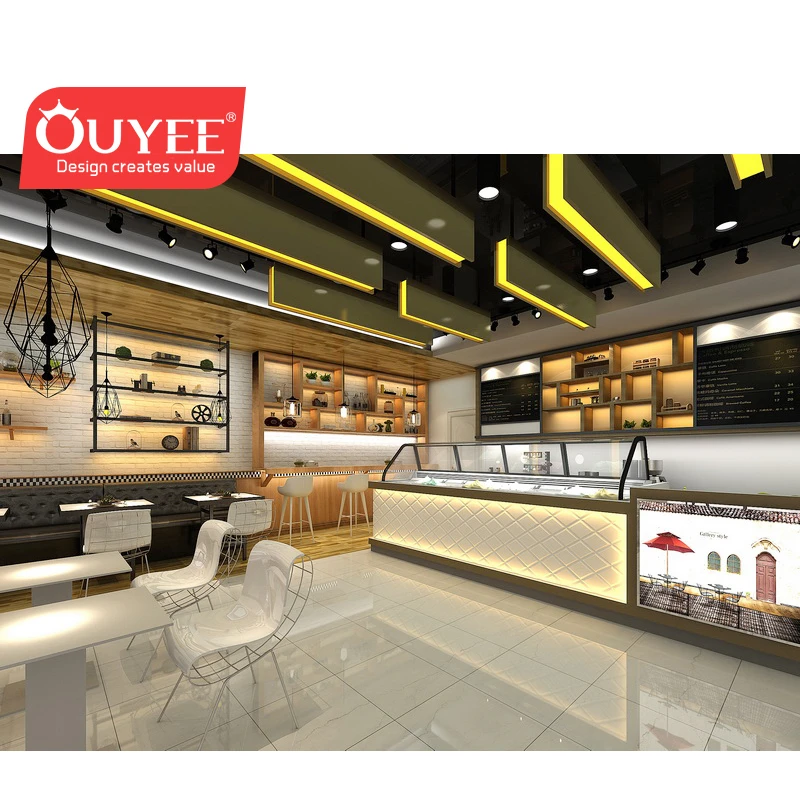 Shopping Mall Airport Fresh Fruit Juice Bar  Coffee Shop Design With Store Furniture Counter  Kiosk for Food