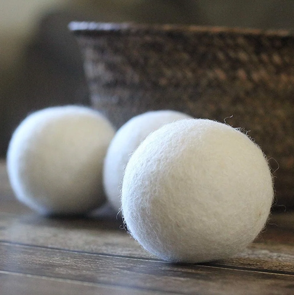 3 Wool balls sheep dryer set with Muslin Bag for laundry
