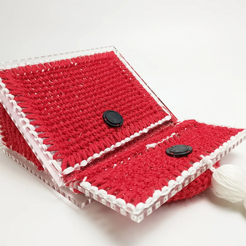 
2021 Knitted Wool Felt Clutch Bag Homemade Women Bag Acrylic Woven Bag Colorful Wooden Frame 