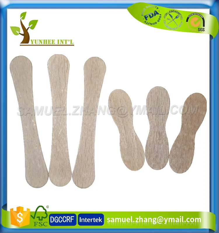 FSC Approved 75mm Birch Wood Flat Ice Cream Spoon Paper Wrapped