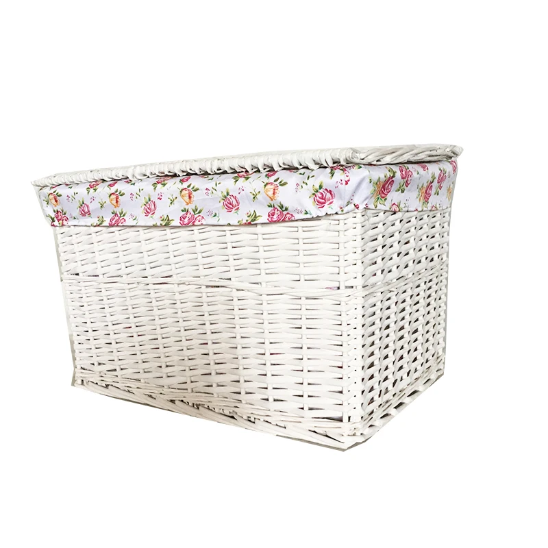 Willow Woven Cube Rattan Storage Basket With Lids Lining Bin For Laundry Clothes Closet Cabinet