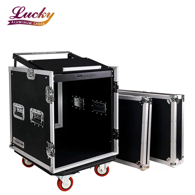 12-Space PA/DJ Pro Audio Rack/Road Case with Slant Mixer Top
