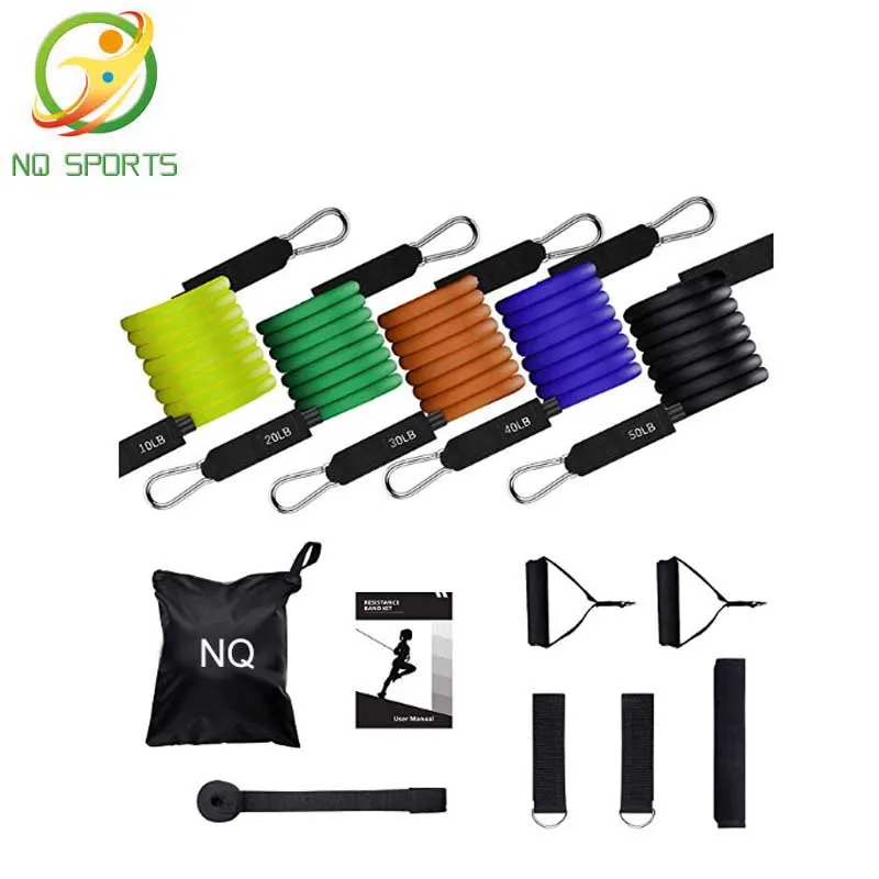 11pcs/set Fitness Equipment Pilates Tubes,Elastic Bands Gym Workout Resistance Bands