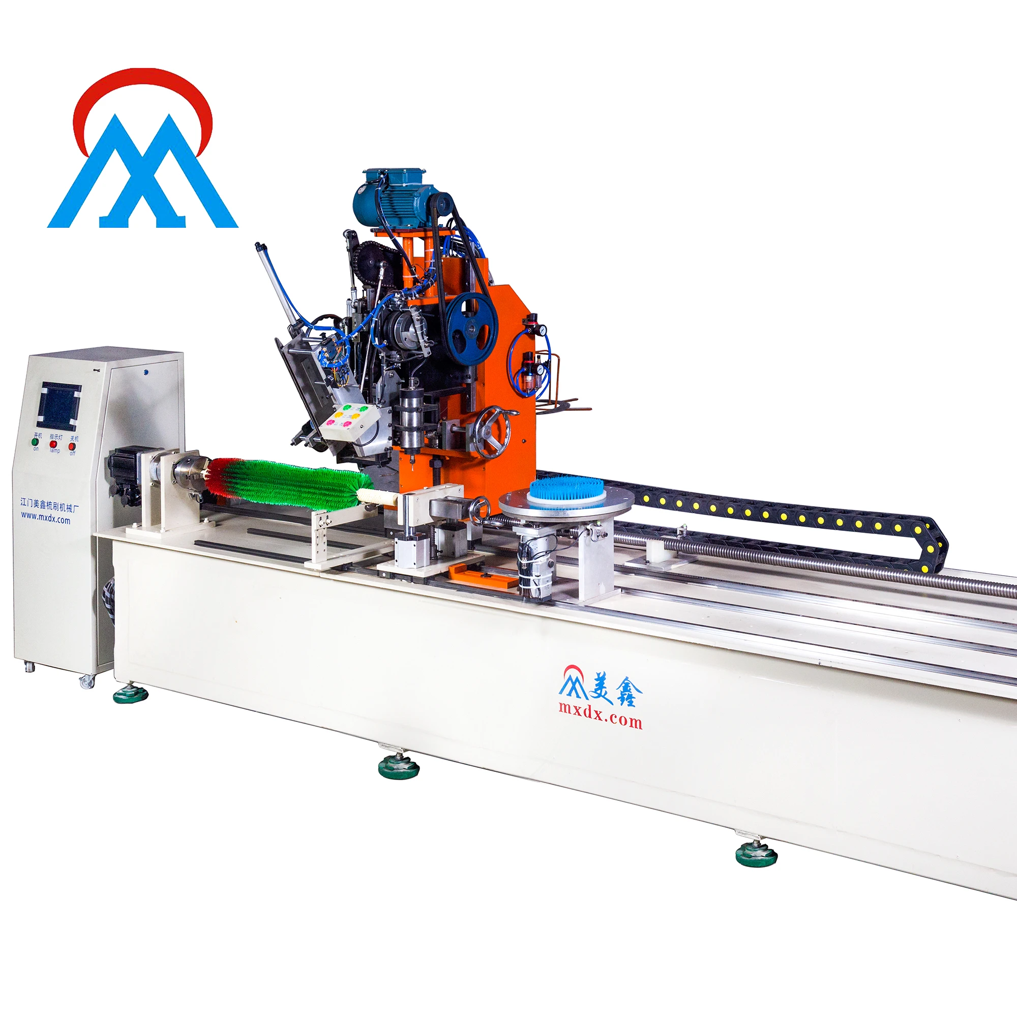 High efficiency automatic 3 axis 1 drilling 1 tufting roller, disc,industrial long flat brush making machine