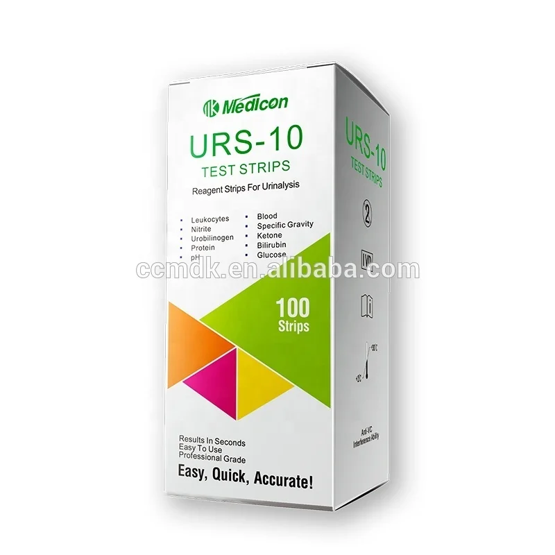 Medicon URS-10 Reagent Strips for Urinalysis Visual or Instrument Testing Urine 10 Parameters