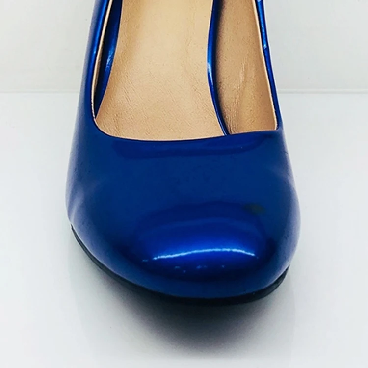 Round Toe Ladies Footwear Pumps Block High Heels 2021 Patent Leather Shoes Women Work Shoes