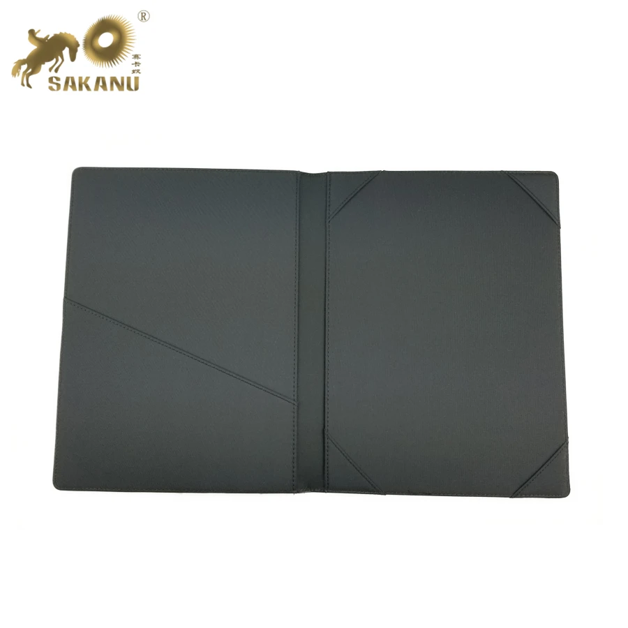 custom pu leather A4 certificate folder silver stamping logo diploma cover