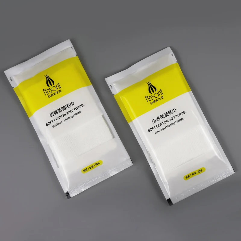 Hot sale 100% cotton white plain disposable restaurant refreshing wet towel