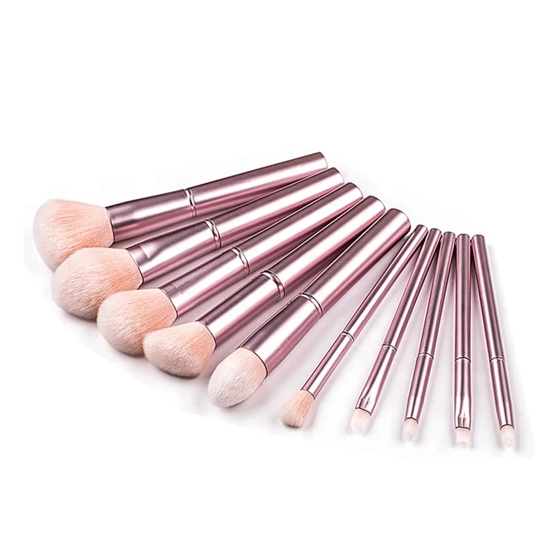 Maquiagem Importada Atacado 10 шт. хром металлическая ручка макияж кисточки Набор для Maquillage De Luxe