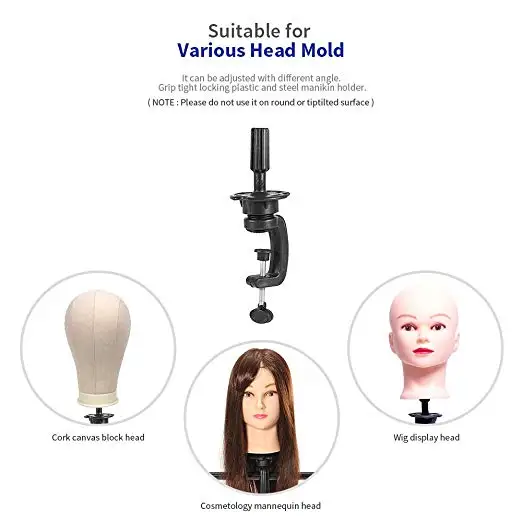 Cheap Cosmetology Manikin Stand Holder 1PC Black Plastic Standard Mannequin Canvas Block Head Holding Clamp for Wig Making