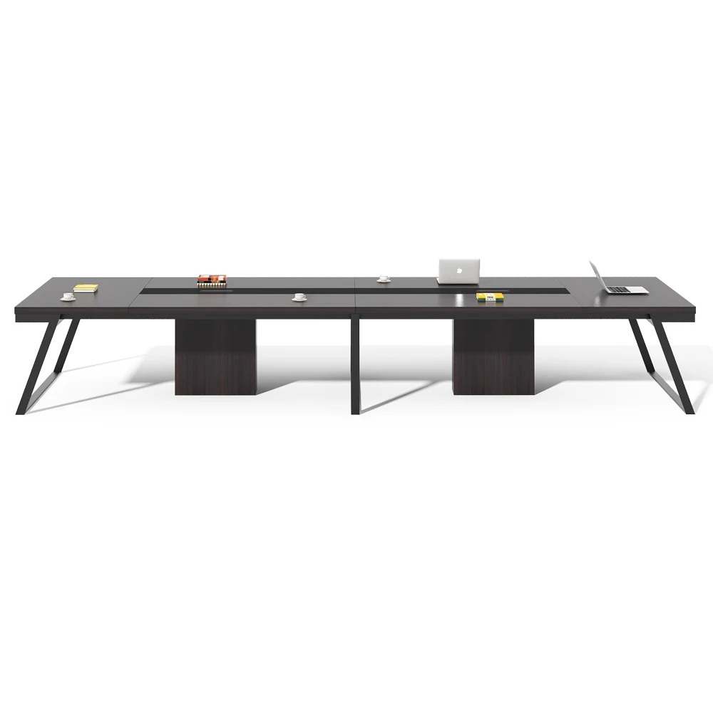China Factory High End Wooden Furniture Modern Meeting Room Office Conference Table with Metal Frame