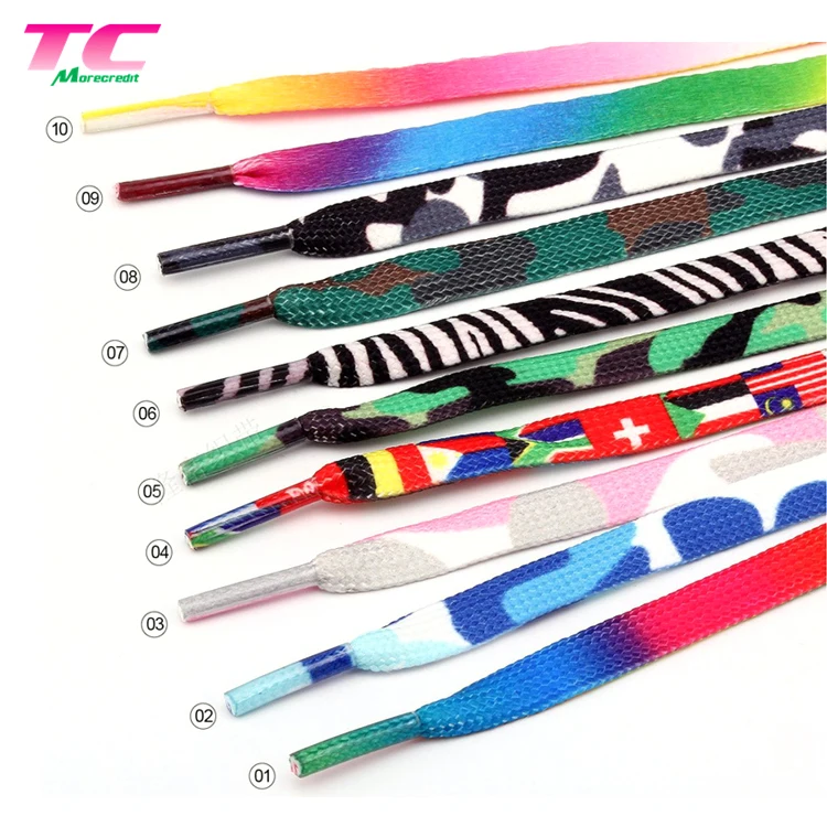 Hot Fancy Iridescent 100cm 40Inch Flat Polyester Shoe Laces, Sublimation Printed Rainbow Shoelace Directly Factory