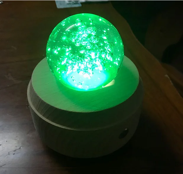 Светодиодный ночник хрустальный шар музыкальная шкатулка деревянная основа для детей подарок