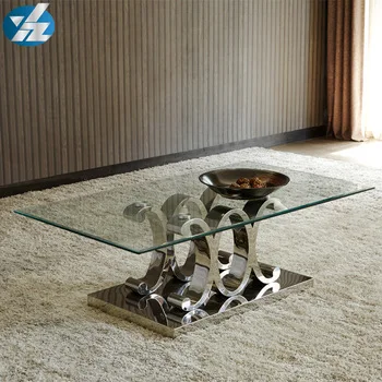 Bigger size tempered glass stainless steel dining table
