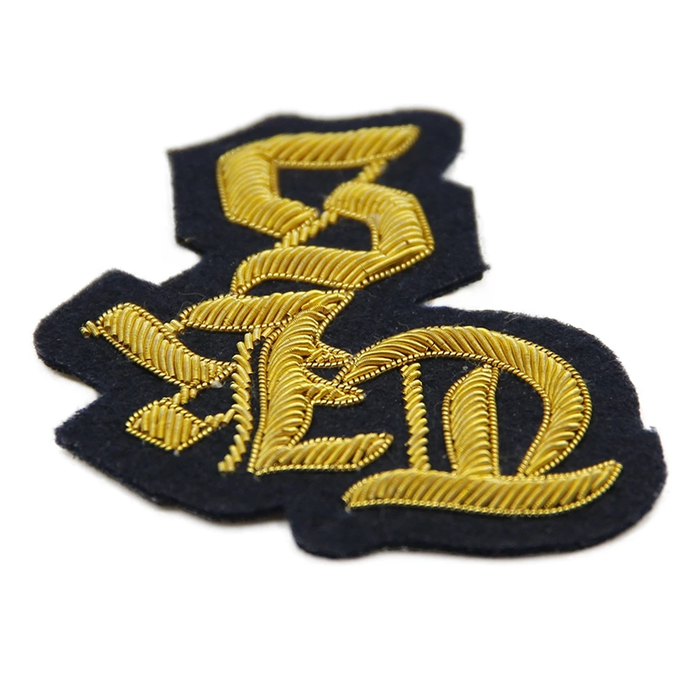
China experienced logo embroidery custom patches beautiful letter embroidery design 