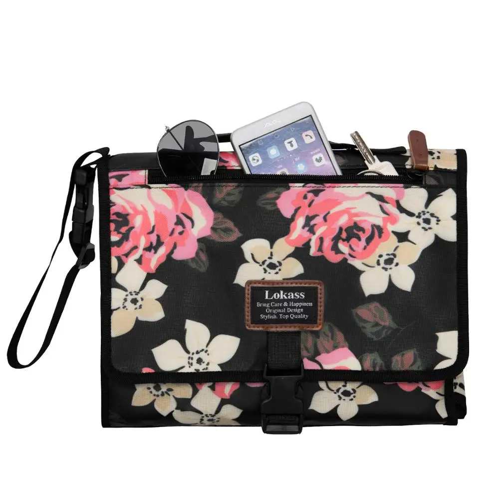 LOKass портативная детская пеленка легкая Цветочная сумка для подгузников клатч Детская сумка с ремешком для коляски для мамы
