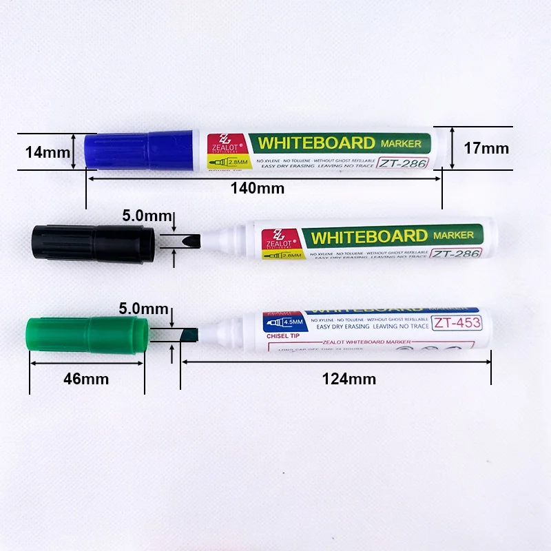 China Factory Cheap Refill Ink Whiteboard Marker Hot Plastic Tube Marker Board Chisel  Whiteboard Marker