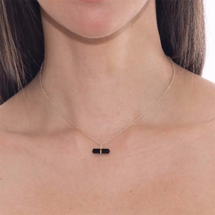 Fashion silver sterling 925 natural stone necklace for men column onyx stone necklace