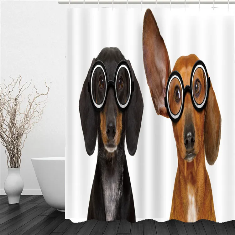 Wholesale 3D digital printing cute animal polyester pongee custom waterproof shower curtain
