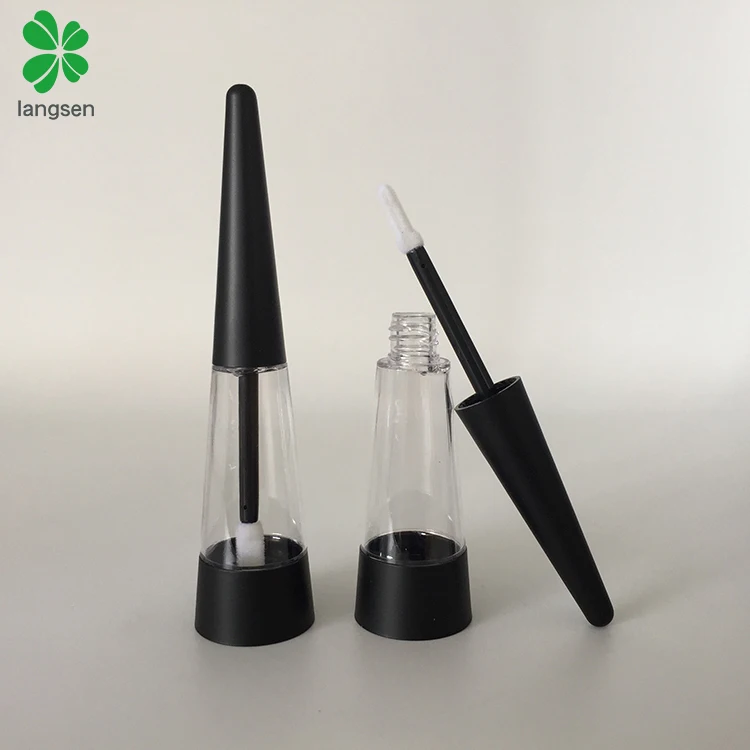 Unique plastic taper cone shape lip gloss tube, triangle shape lip gloss tube container pravite label