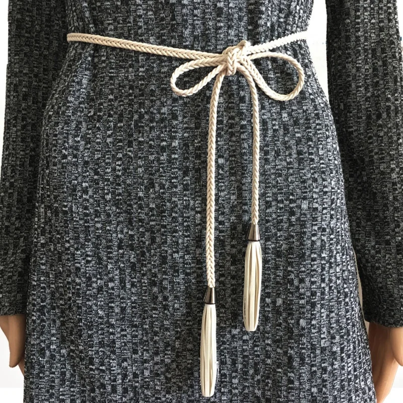 factorybraided tassel women leather belts braid waist belt for women belts & accessories double sided