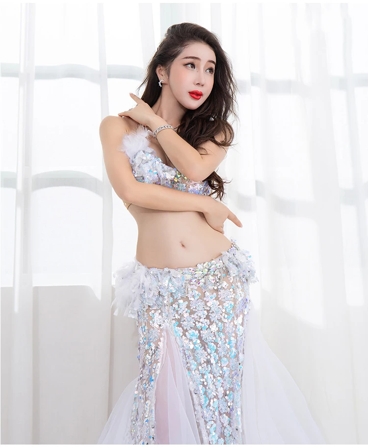 QC2997 Wuchieal Professional Egyptian Shiny Belly Dance Costume Set