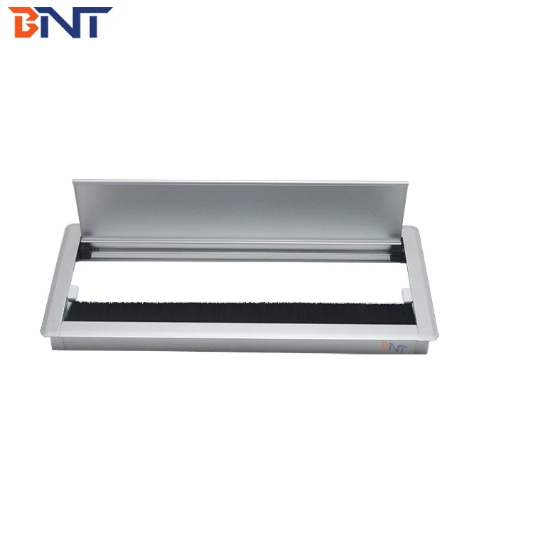 Aluminum cable management soft closing office desk wire cable grommet box