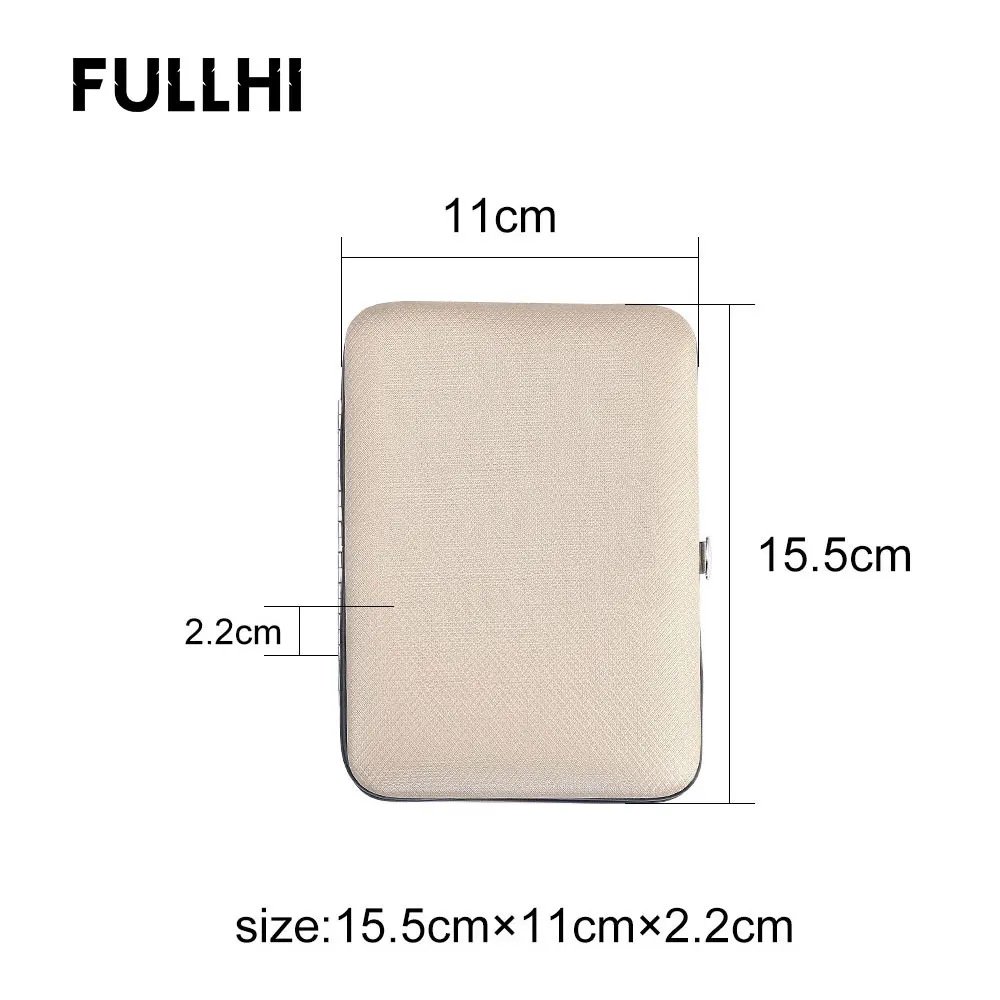 FULLHI Nail Clipper File Cuticle Nipper Nail Art Tool Face Cleaning Care 15 PCS/Set Rainbow Manicure Set with Luxury Travel Case