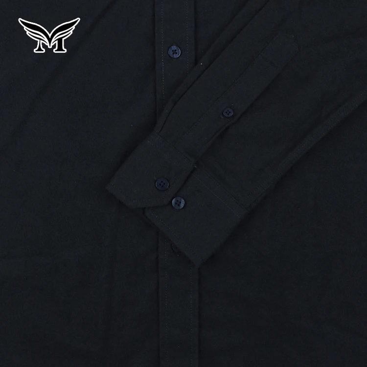 New style oem nice casual 100% cotton plain dyed black button up flannel shirt men