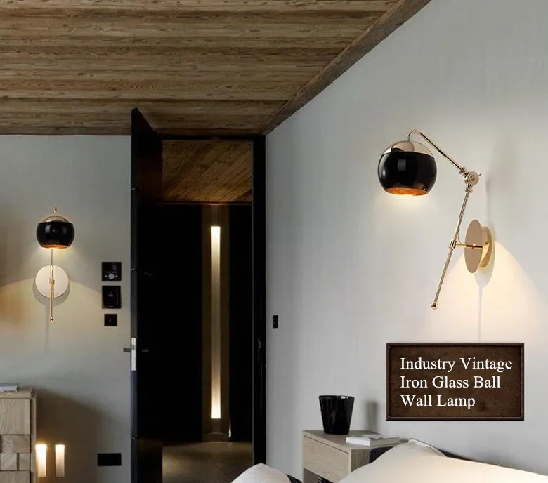 New creative Hotel Decoration Bedside Lights Glass Lampshade Wall Light For Home Lighting