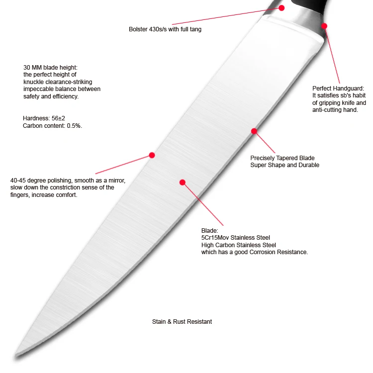 
Konoll Forged handle with ABS High Quality Steel Filet Knife oem /odm 7cr17Mov Kitchen Carving /Slicer/Ceaver Knives 