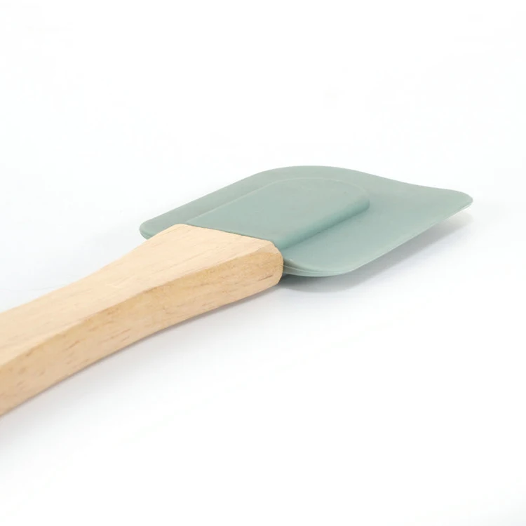 Heat Resistant Easy to Clean Food Grade Personalized Kitchen turner bread baking baker Silicone Spatula with wooden handle