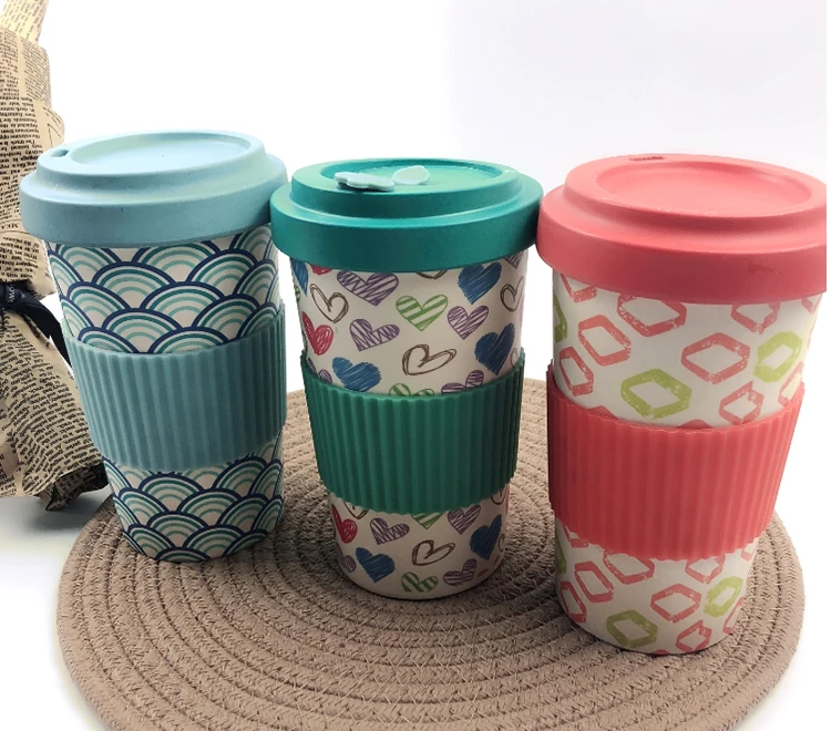 eco friendly products bamboo fiber thermo printed screw cup