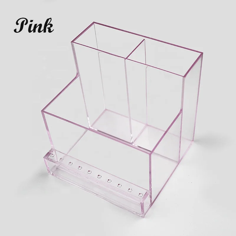 Plastic Nail Supplies Storage Box Rectangle Nail Brushes Case